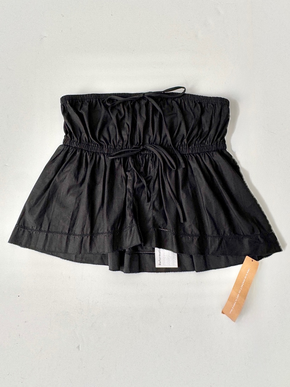 Reformation The Rowen Black Strapless Front Ties Top Size S
